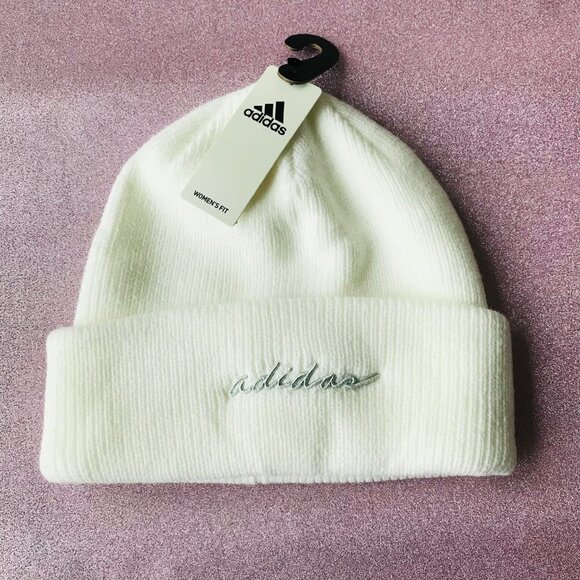 adidas Accessories - Adidas‎ Script Fold Beanie Women's One Size Hat Winter Cap White Knit
